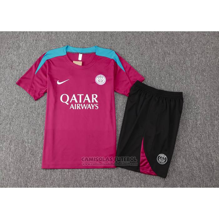 Fato de Treino Paris Saint-Germain Manga Curta 2024-2025 Purpura - Calcas Curta